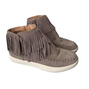 Mossimo Tan Suede Fringed Moccasin Style Shoes Women's Size 7.5